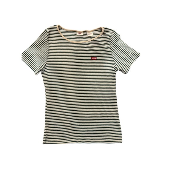 Levis Strauss Tops - Y2K Levi’s Striped Ribbed Baby Doll Fitted‎ Tee Size medium